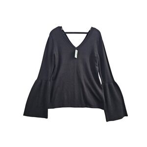 Maurices Sweater Womens Small Purple Solid Bell Sleeve V-Neck Knit Pullover Top